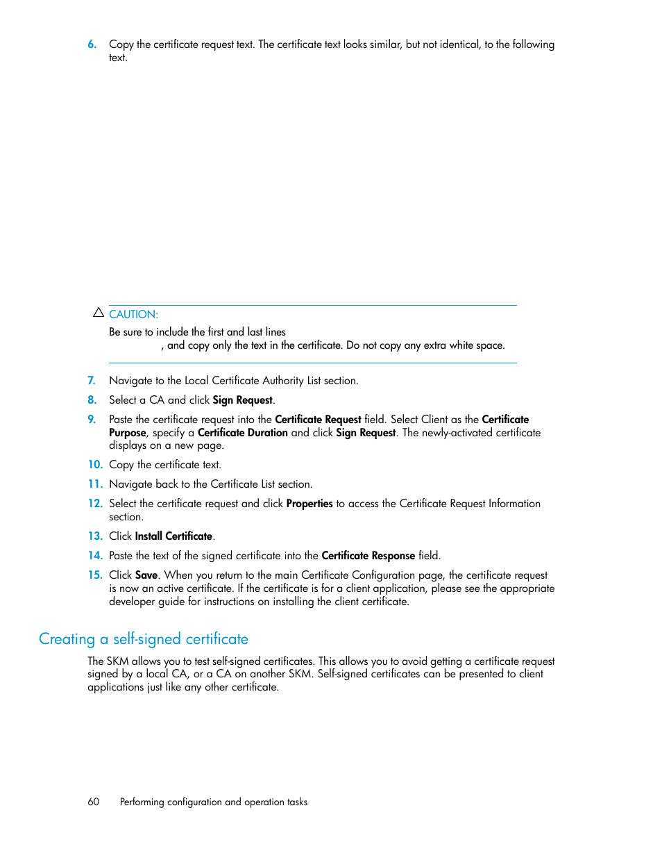 Creating a self-signed certificate | HP Secure Key Manager User Manual | Page 60 / 352