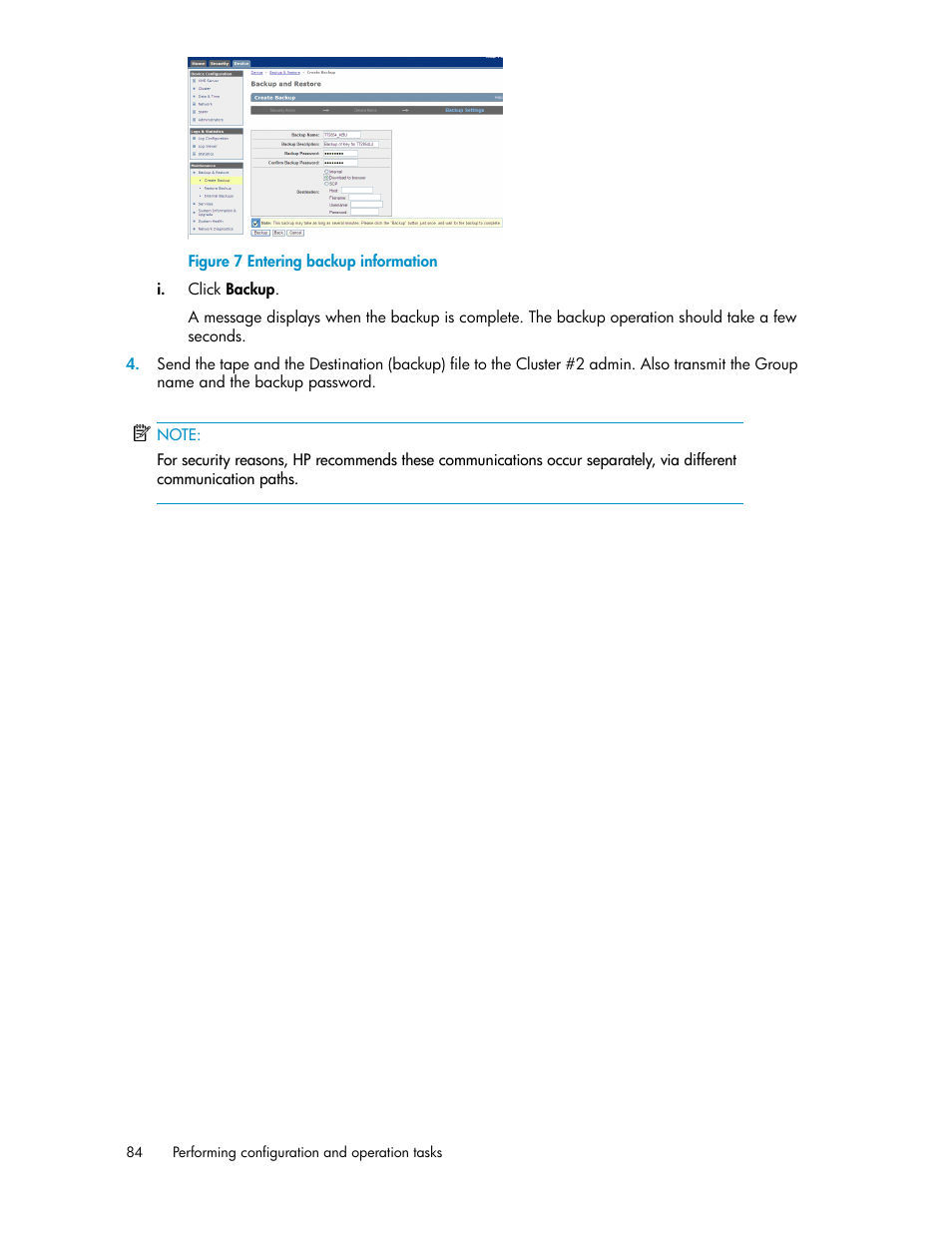 Entering backup information, Figure 7 | HP Secure Key Manager User Manual | Page 84 / 352