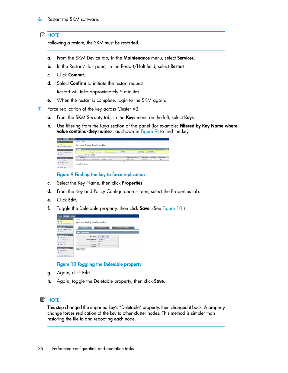 Finding the key to force replication, Toggling the deletable property | HP Secure Key Manager User Manual | Page 86 / 352