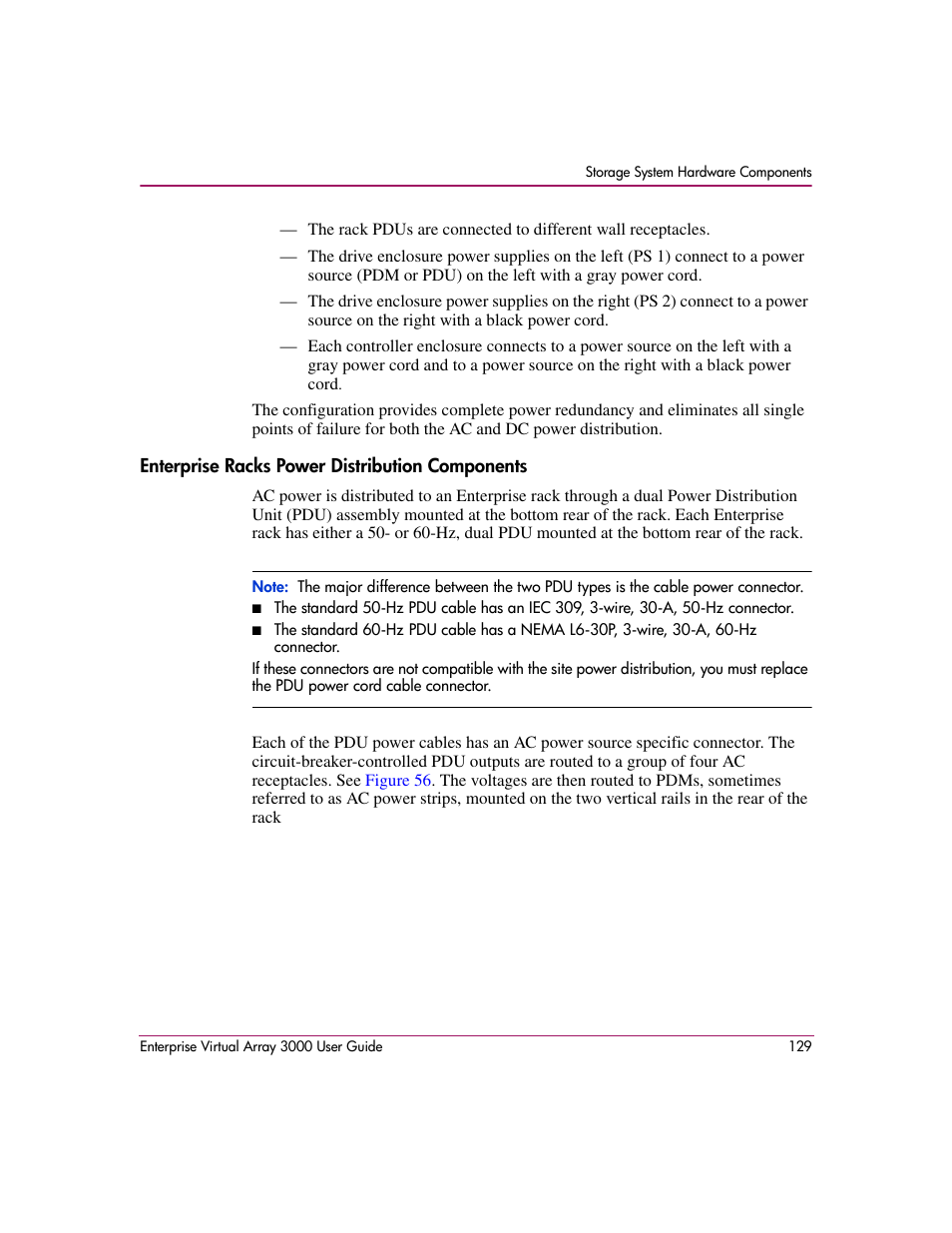 Enterprise racks power distribution components, S. see | HP 3000 Enterprise Virtual Array User Manual | Page 129 / 244