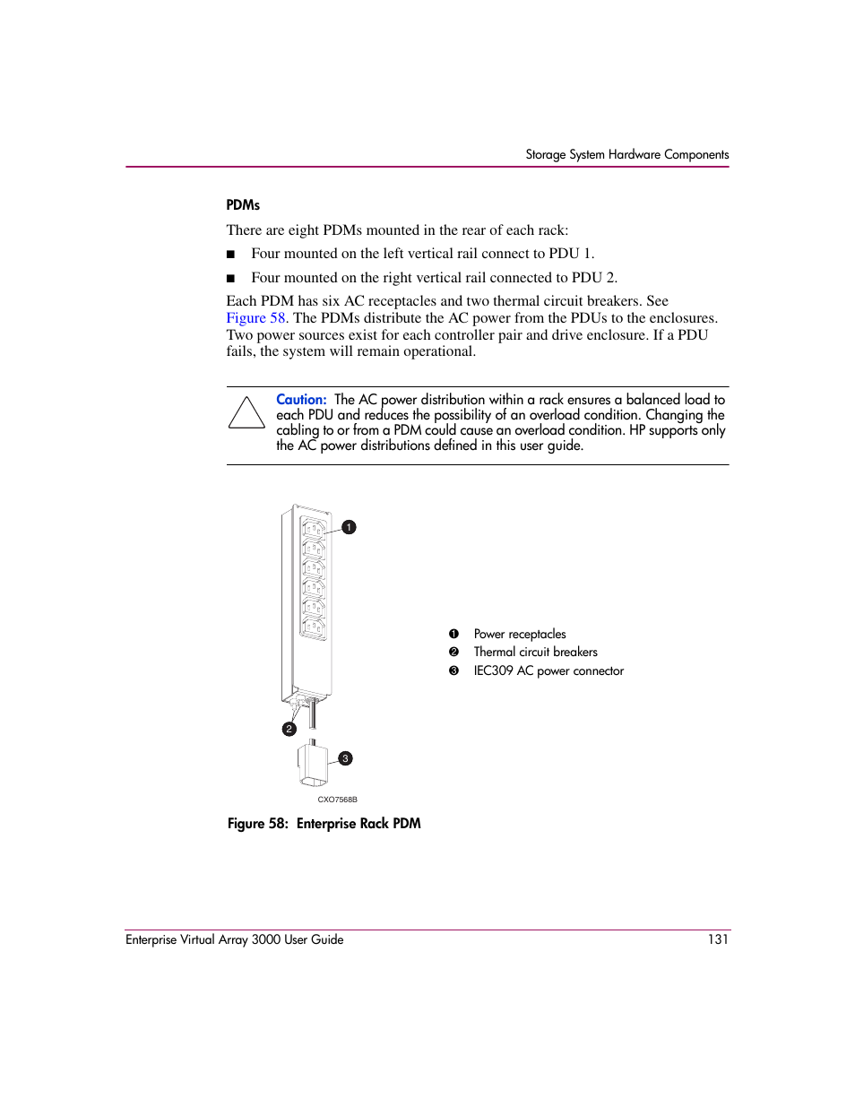 58 enterprise rack pdm | HP 3000 Enterprise Virtual Array User Manual | Page 131 / 244