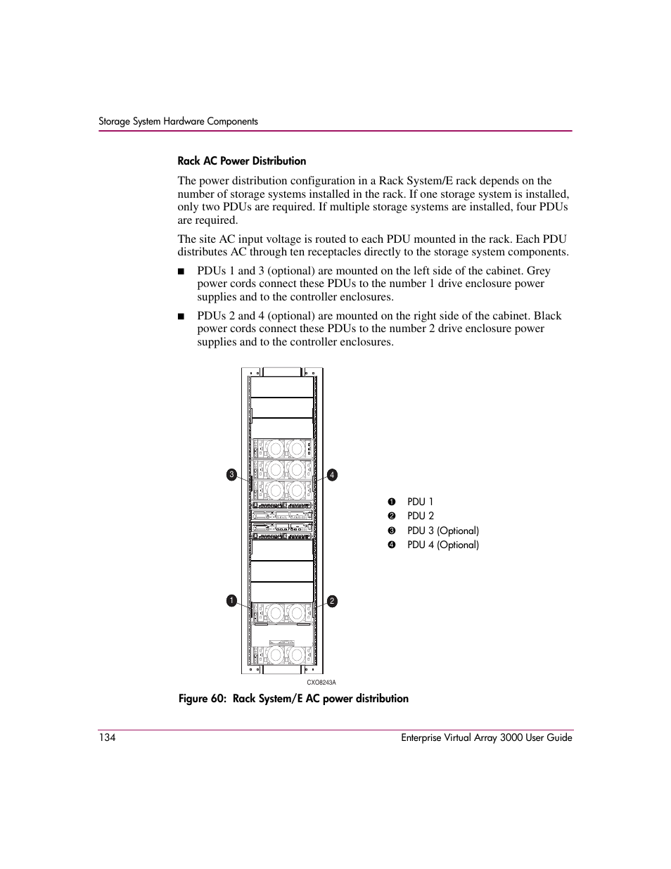 60 rack system/e ac power distribution | HP 3000 Enterprise Virtual Array User Manual | Page 134 / 244