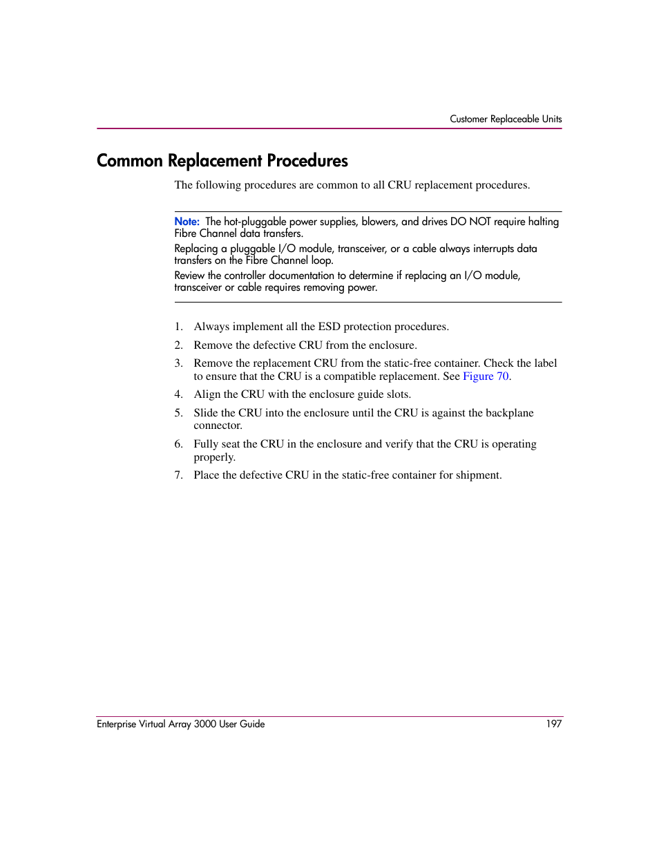 Common replacement procedures | HP 3000 Enterprise Virtual Array User Manual | Page 197 / 244