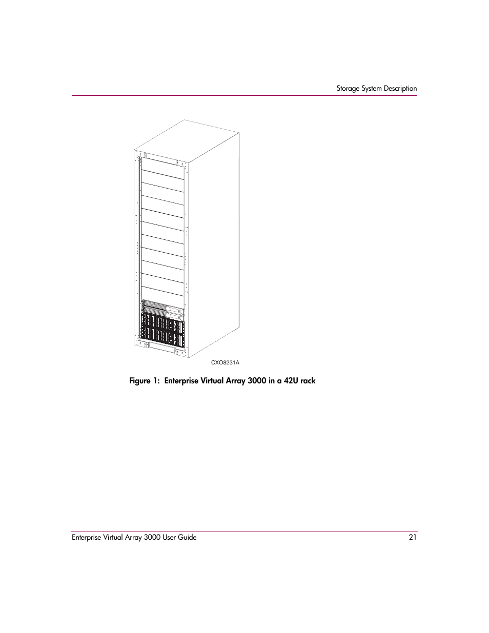 1 enterprise virtual array 3000 in a 42u rack | HP 3000 Enterprise Virtual Array User Manual | Page 21 / 244