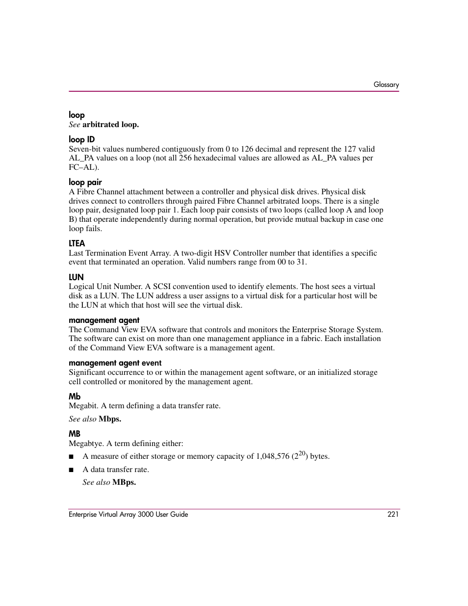 HP 3000 Enterprise Virtual Array User Manual | Page 221 / 244