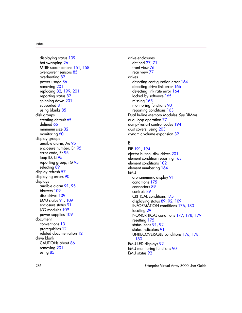 HP 3000 Enterprise Virtual Array User Manual | Page 236 / 244