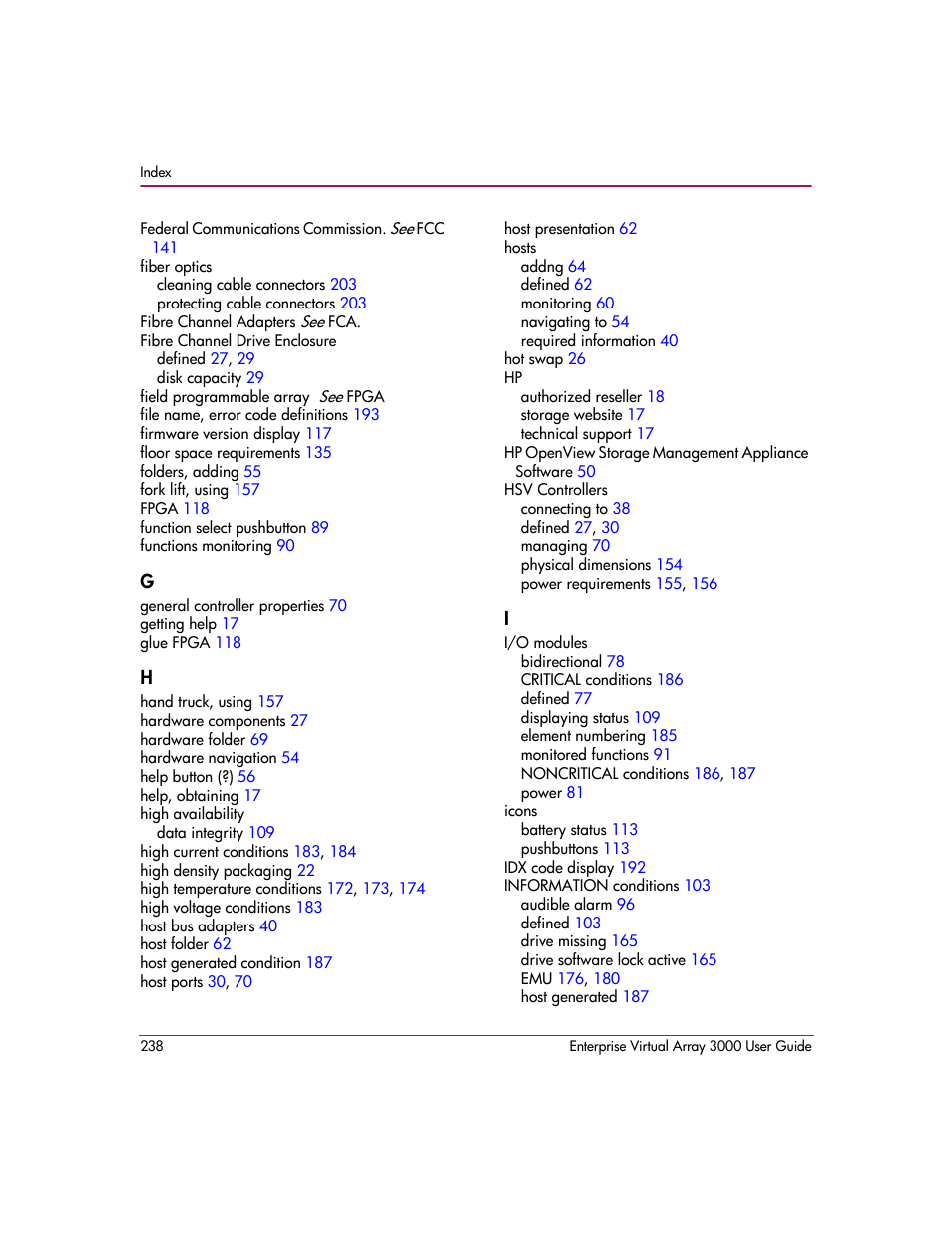 HP 3000 Enterprise Virtual Array User Manual | Page 238 / 244