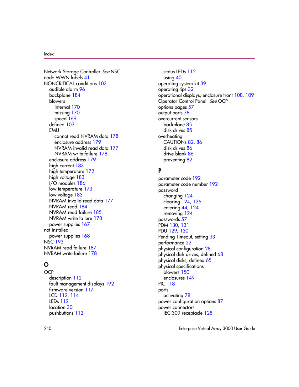 HP 3000 Enterprise Virtual Array User Manual | Page 240 / 244