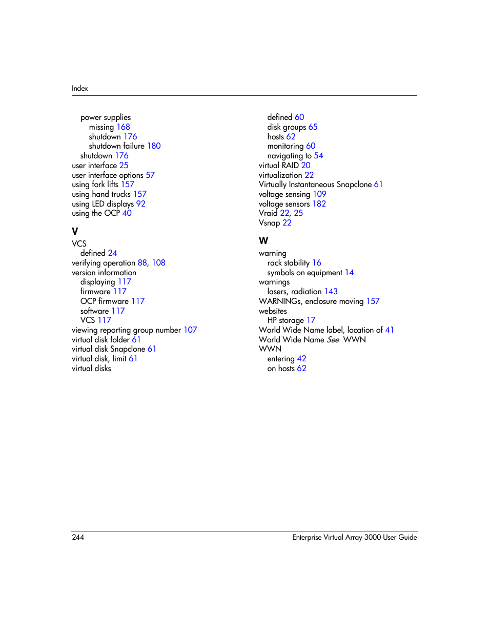 HP 3000 Enterprise Virtual Array User Manual | Page 244 / 244