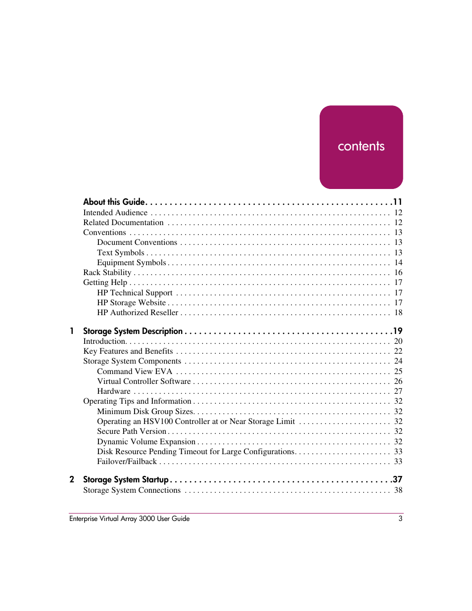 HP 3000 Enterprise Virtual Array User Manual | Page 3 / 244