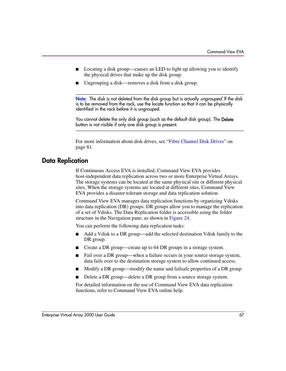 Data replication | HP 3000 Enterprise Virtual Array User Manual | Page 67 / 244