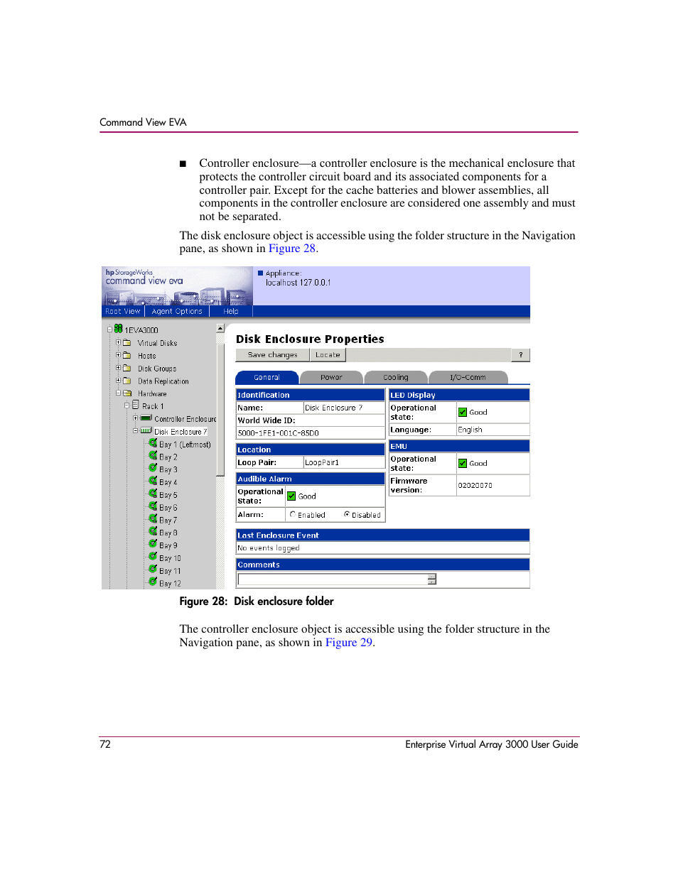 28 disk enclosure folder | HP 3000 Enterprise Virtual Array User Manual | Page 72 / 244