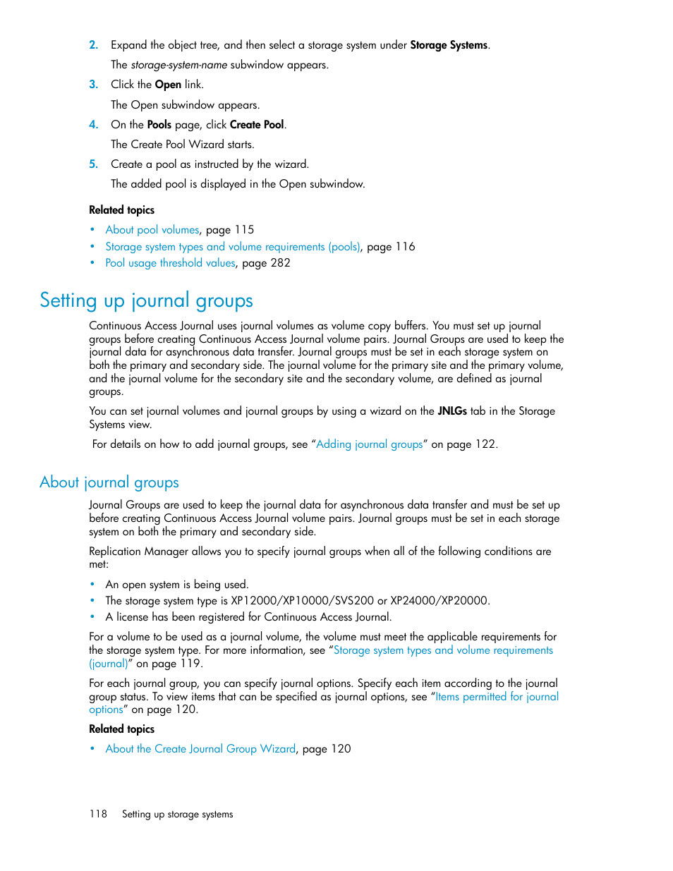 Setting up journal groups, About journal groups | HP XP P9000 Command View Advanced Edition Software User Manual | Page 118 / 468