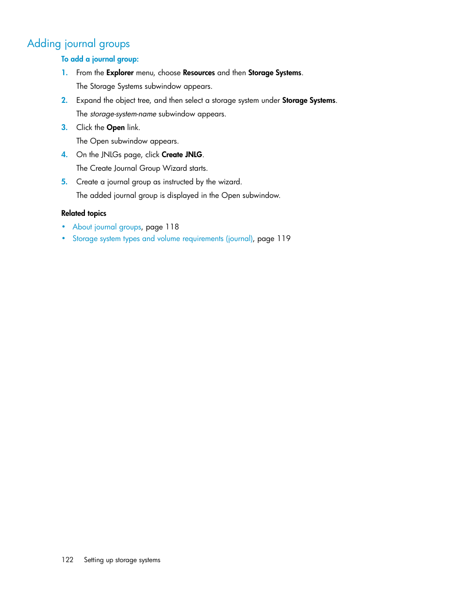 Adding journal groups | HP XP P9000 Command View Advanced Edition Software User Manual | Page 122 / 468