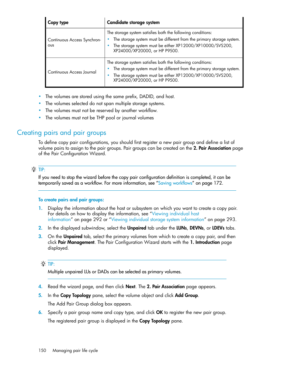 Creating pairs and pair groups | HP XP P9000 Command View Advanced Edition Software User Manual | Page 150 / 468