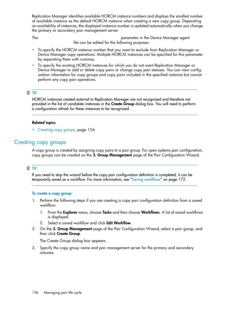 Creating copy groups | HP XP P9000 Command View Advanced Edition Software User Manual | Page 156 / 468