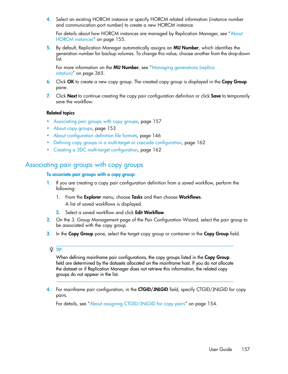 Associating pair groups with copy groups | HP XP P9000 Command View Advanced Edition Software User Manual | Page 157 / 468