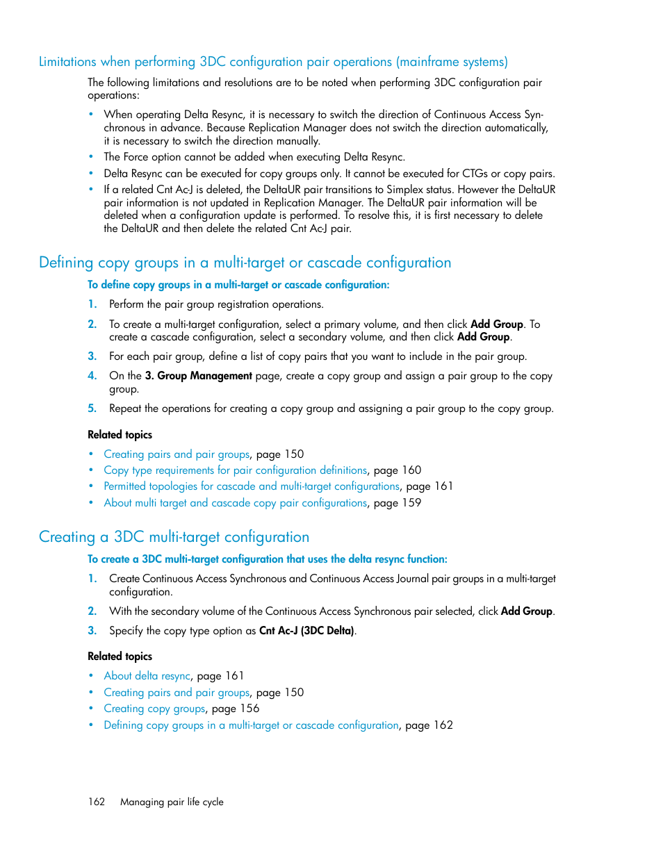 Creating a 3dc multi-target configuration, 162 creating a 3dc multi-target configuration | HP XP P9000 Command View Advanced Edition Software User Manual | Page 162 / 468