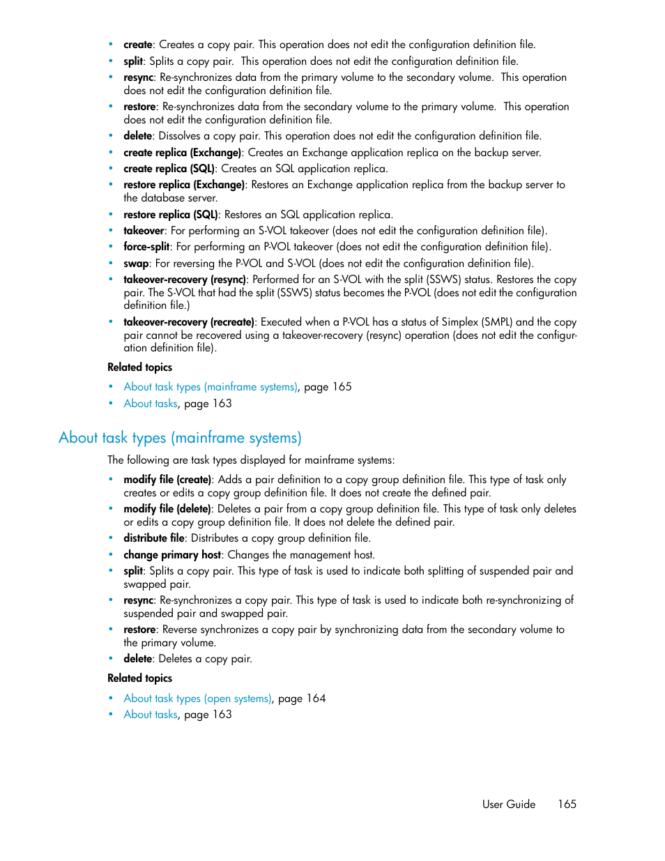 About task types (mainframe systems) | HP XP P9000 Command View Advanced Edition Software User Manual | Page 165 / 468