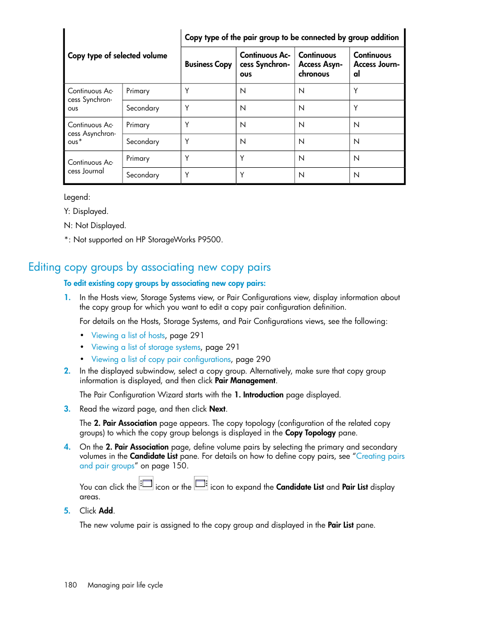 Editing copy groups by associating new copy pairs | HP XP P9000 Command View Advanced Edition Software User Manual | Page 180 / 468