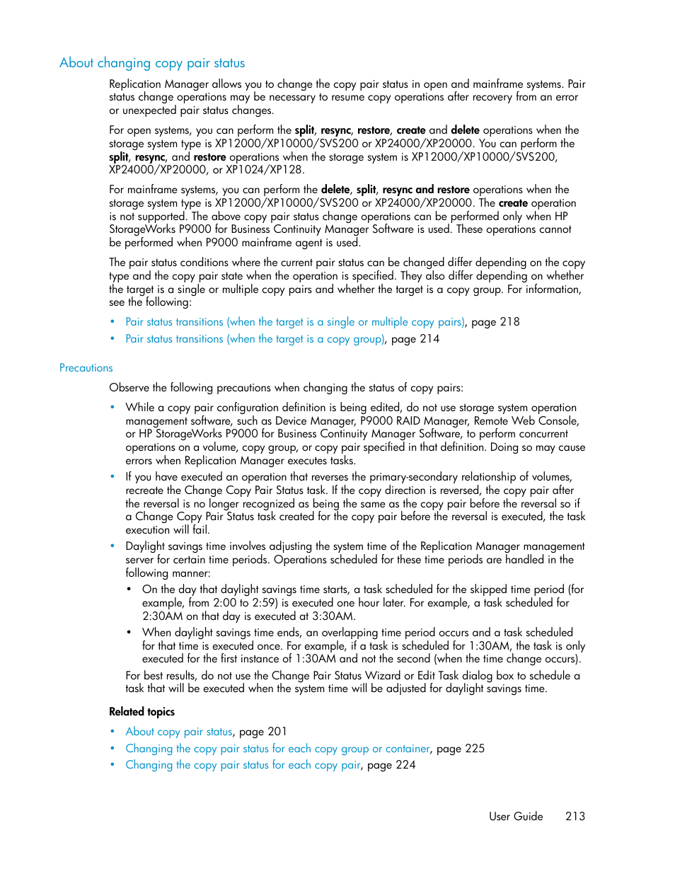 About changing copy pair status | HP XP P9000 Command View Advanced Edition Software User Manual | Page 213 / 468