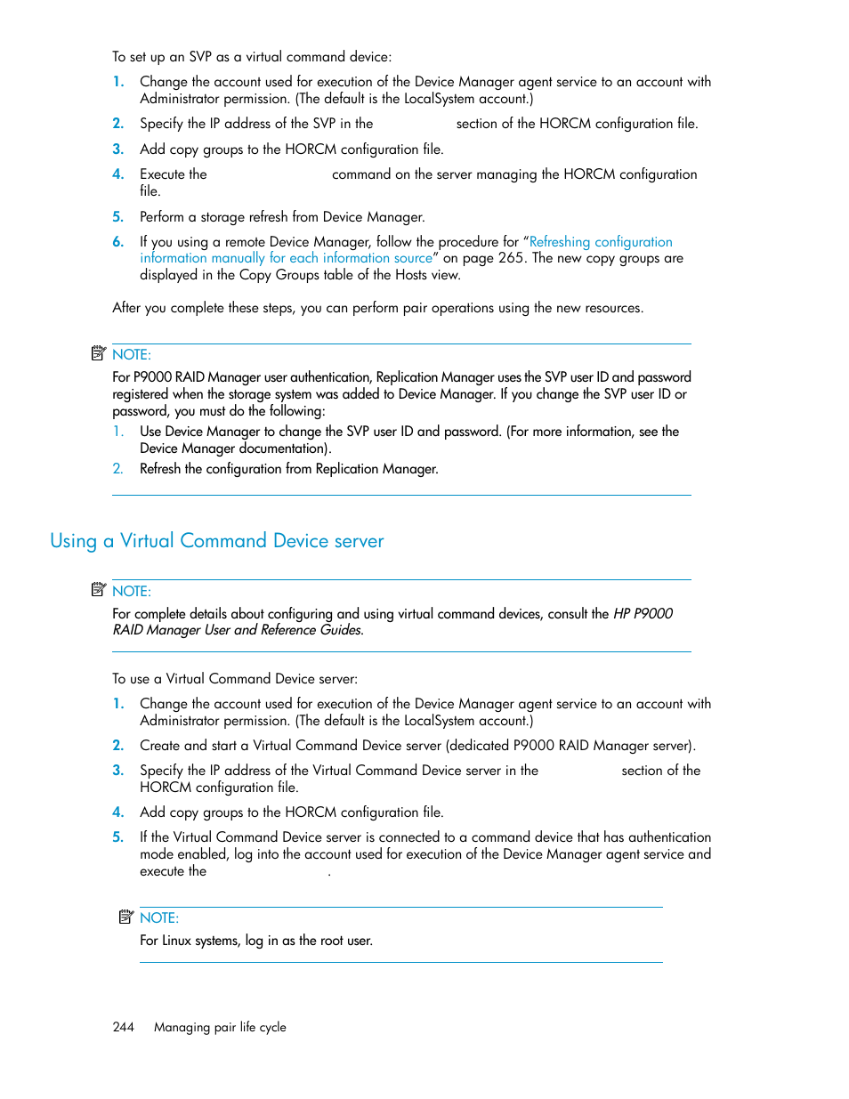 Using a virtual command device server | HP XP P9000 Command View Advanced Edition Software User Manual | Page 244 / 468