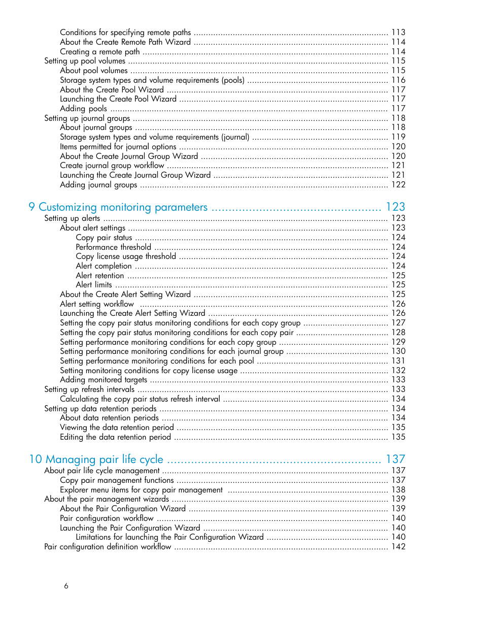 9 customizing monitoring parameters, 10 managing pair life cycle | HP XP P9000 Command View Advanced Edition Software User Manual | Page 6 / 468