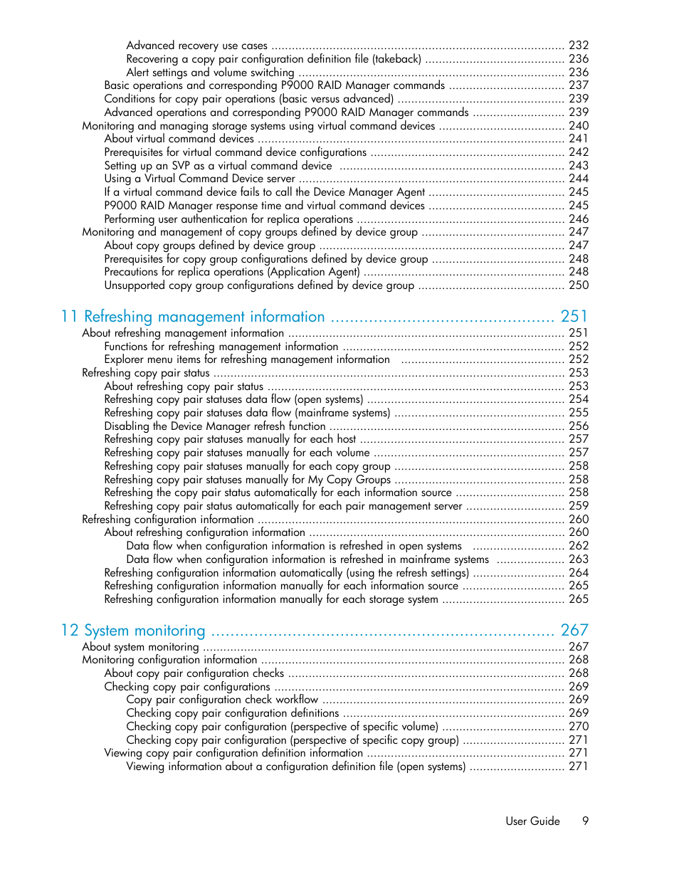 11 refreshing management information, 12 system monitoring | HP XP P9000 Command View Advanced Edition Software User Manual | Page 9 / 468