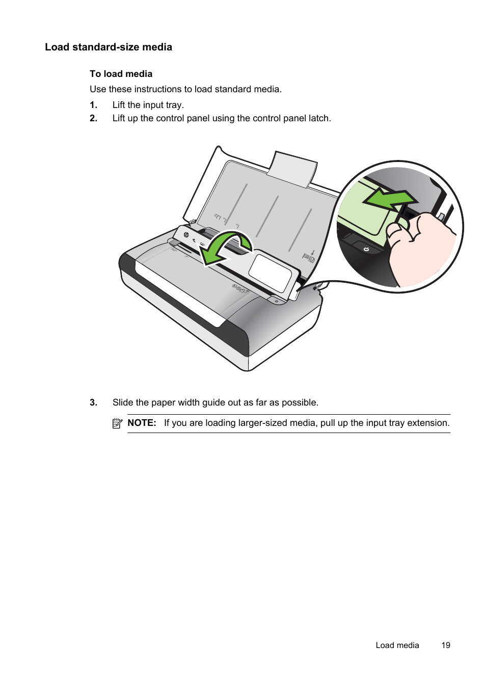 Load standard-size media | HP Officejet 150 Mobile All-in-One Printer - L511a User Manual | Page 23 / 138