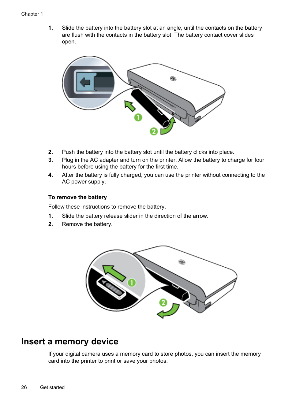 Insert a memory device | HP Officejet 150 Mobile All-in-One Printer - L511a User Manual | Page 30 / 138