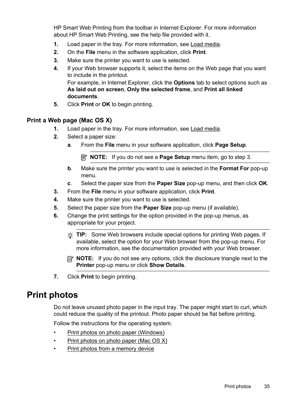 Print photos | HP Officejet 150 Mobile All-in-One Printer - L511a User Manual | Page 39 / 138