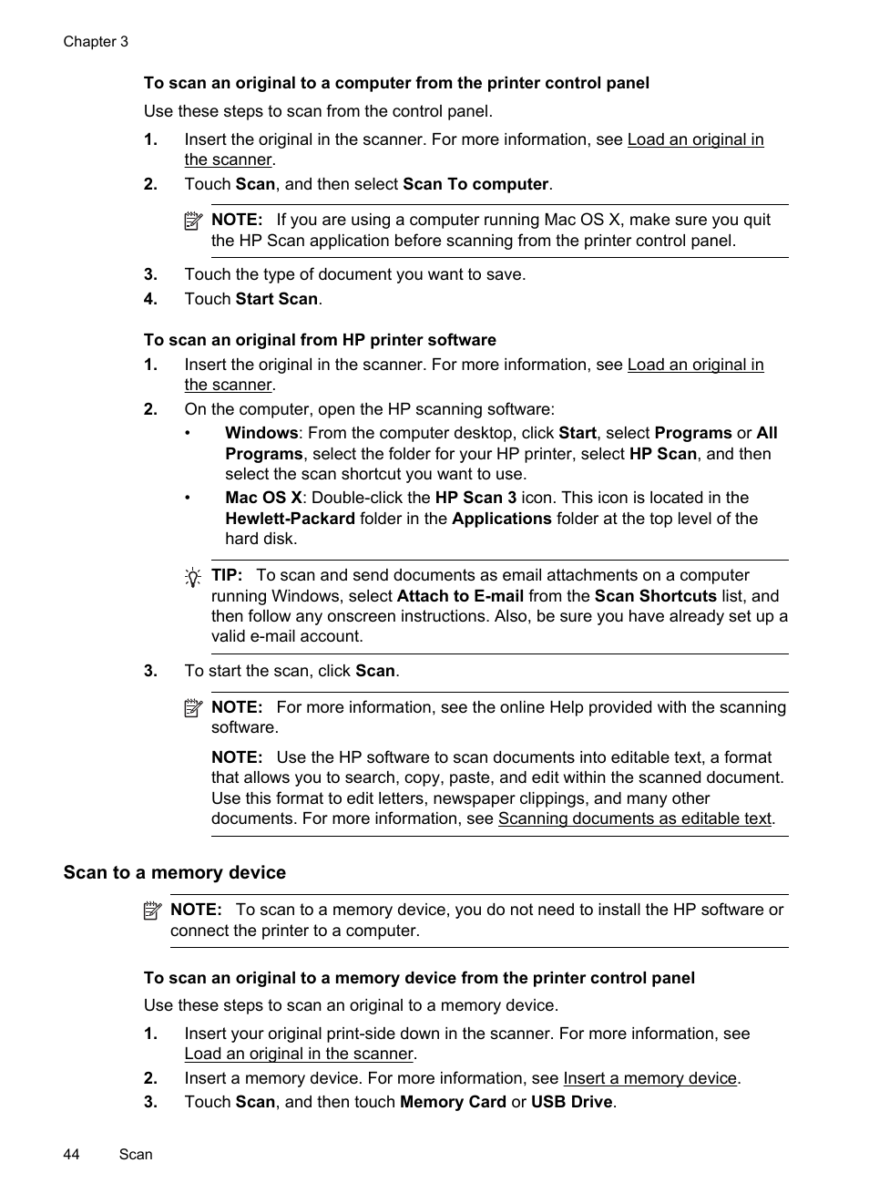 Scan to a memory device | HP Officejet 150 Mobile All-in-One Printer - L511a User Manual | Page 48 / 138