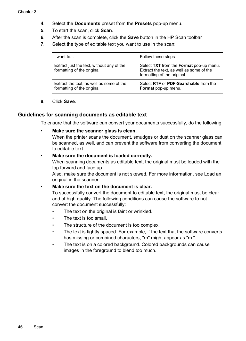 Guidelines for scanning documents as editable text | HP Officejet 150 Mobile All-in-One Printer - L511a User Manual | Page 50 / 138