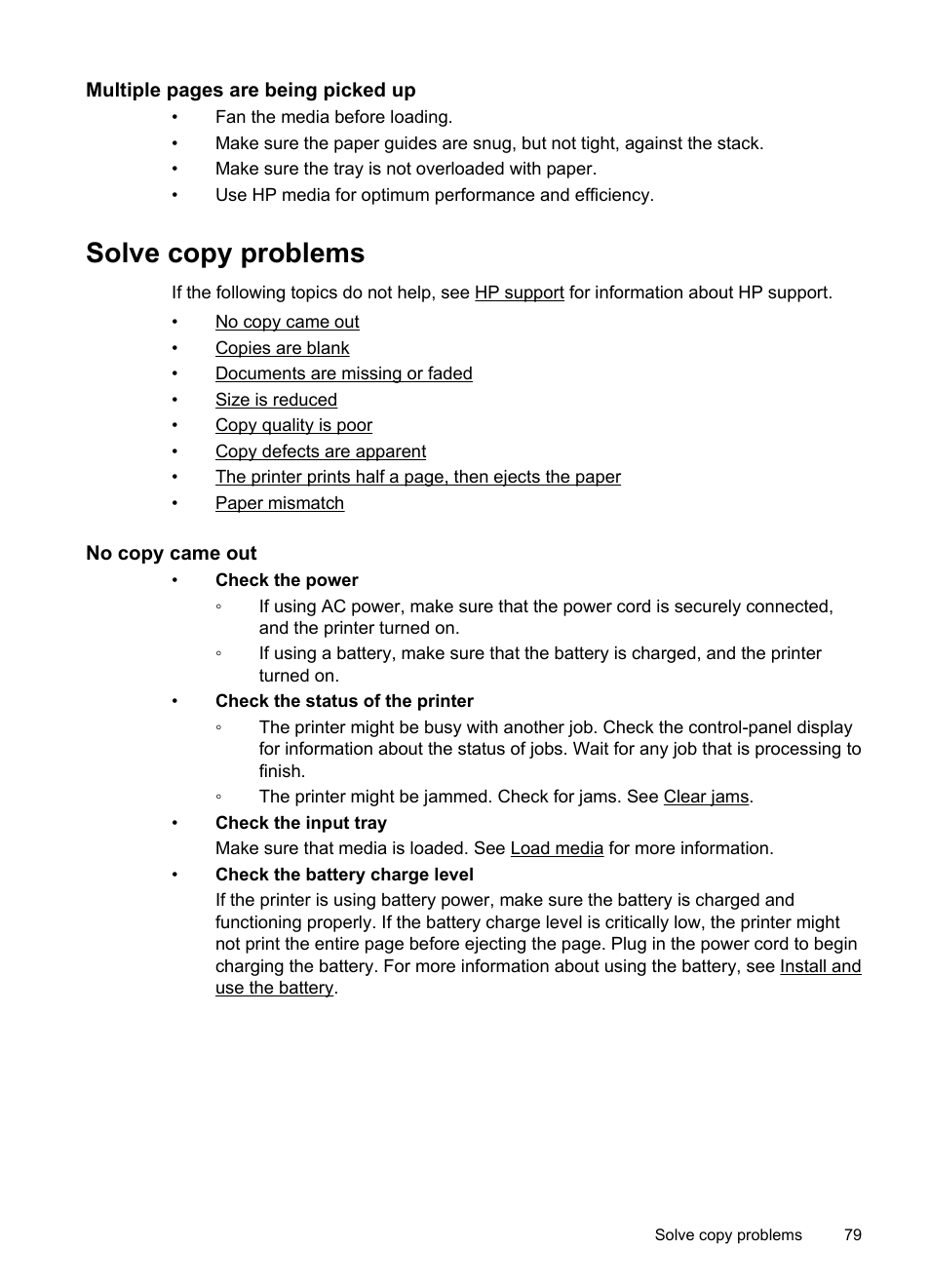 Solve copy problems, No copy came out | HP Officejet 150 Mobile All-in-One Printer - L511a User Manual | Page 83 / 138