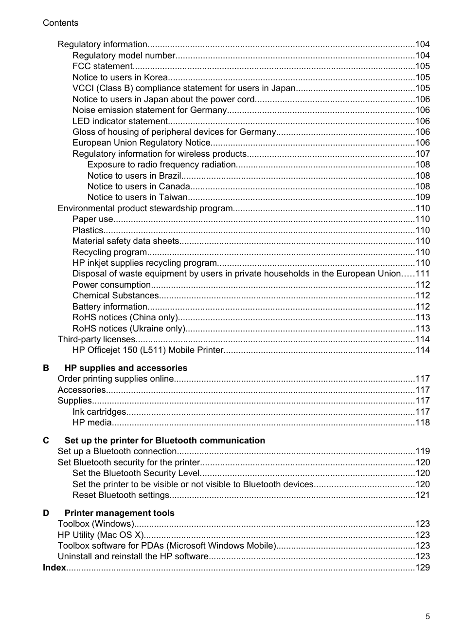 HP Officejet 150 Mobile All-in-One Printer - L511a User Manual | Page 9 / 138