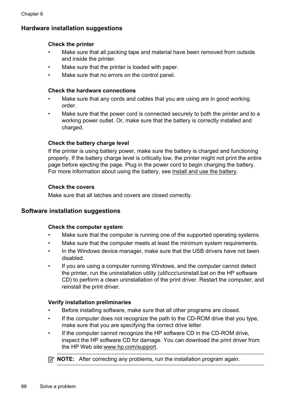 Hardware installation suggestions, Software installation suggestions | HP Officejet 150 Mobile All-in-One Printer - L511a User Manual | Page 90 / 138