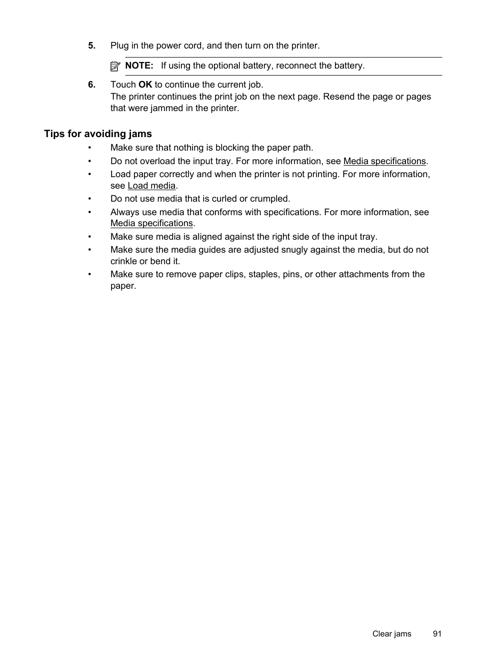 Tips for avoiding jams | HP Officejet 150 Mobile All-in-One Printer - L511a User Manual | Page 95 / 138