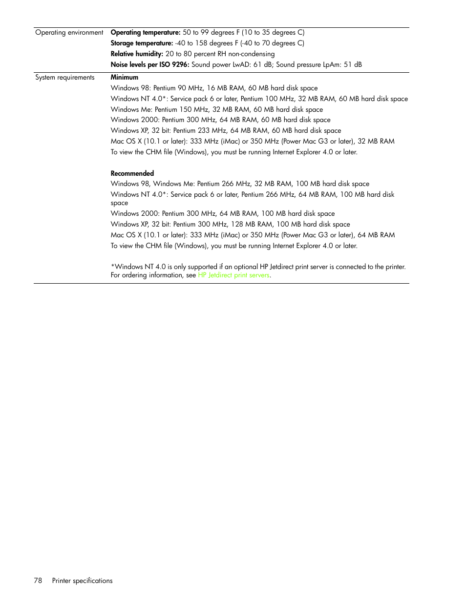 System requirements | HP Business Inkjet 1000 Printer User Manual | Page 81 / 96