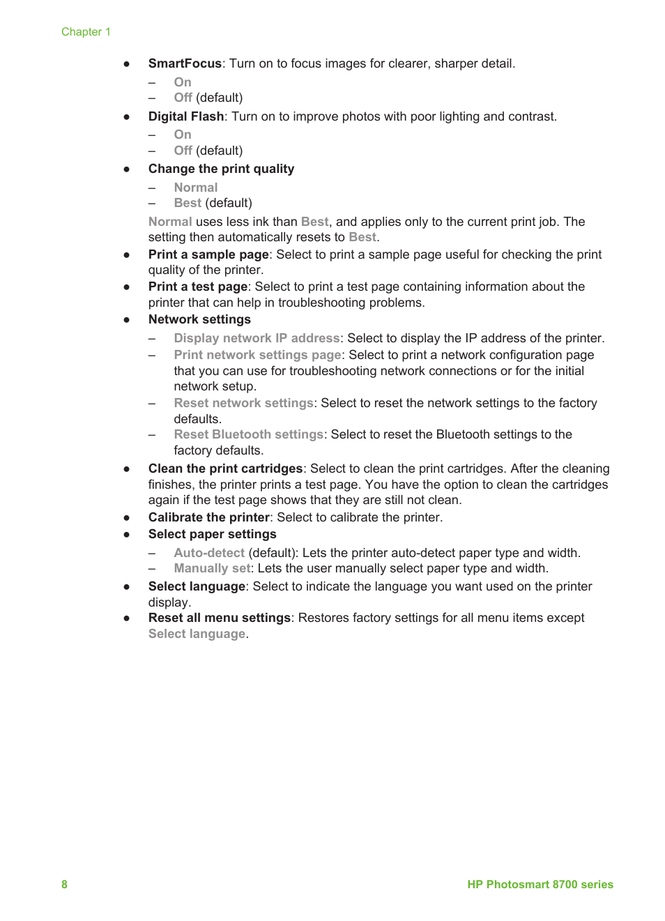 HP Photosmart 8750 Professional Photo Printer User Manual | Page 12 / 83