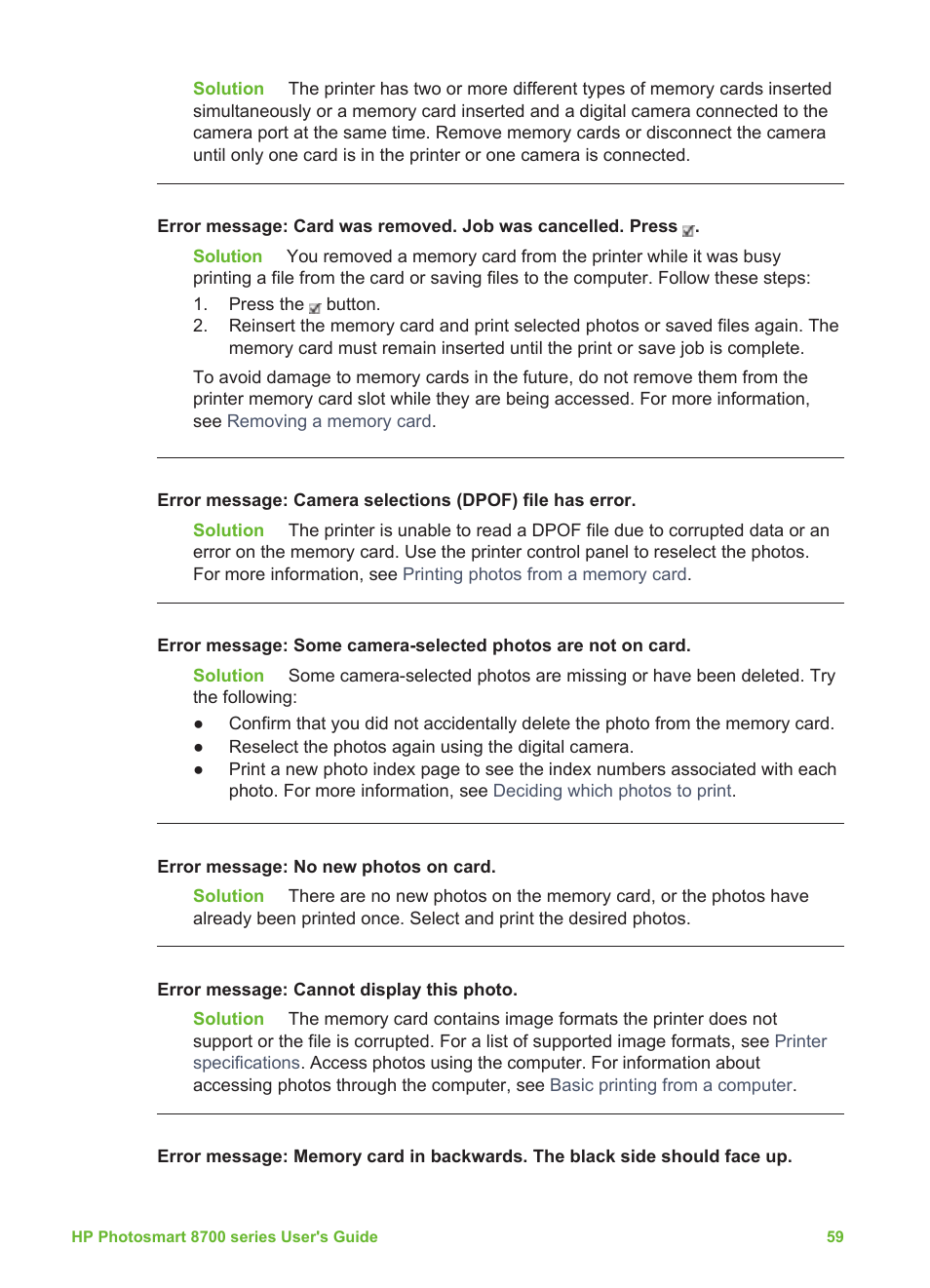 HP Photosmart 8750 Professional Photo Printer User Manual | Page 63 / 83