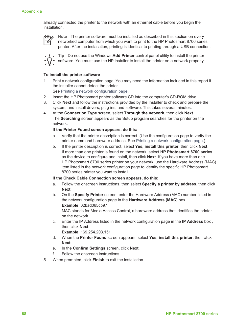 HP Photosmart 8750 Professional Photo Printer User Manual | Page 72 / 83