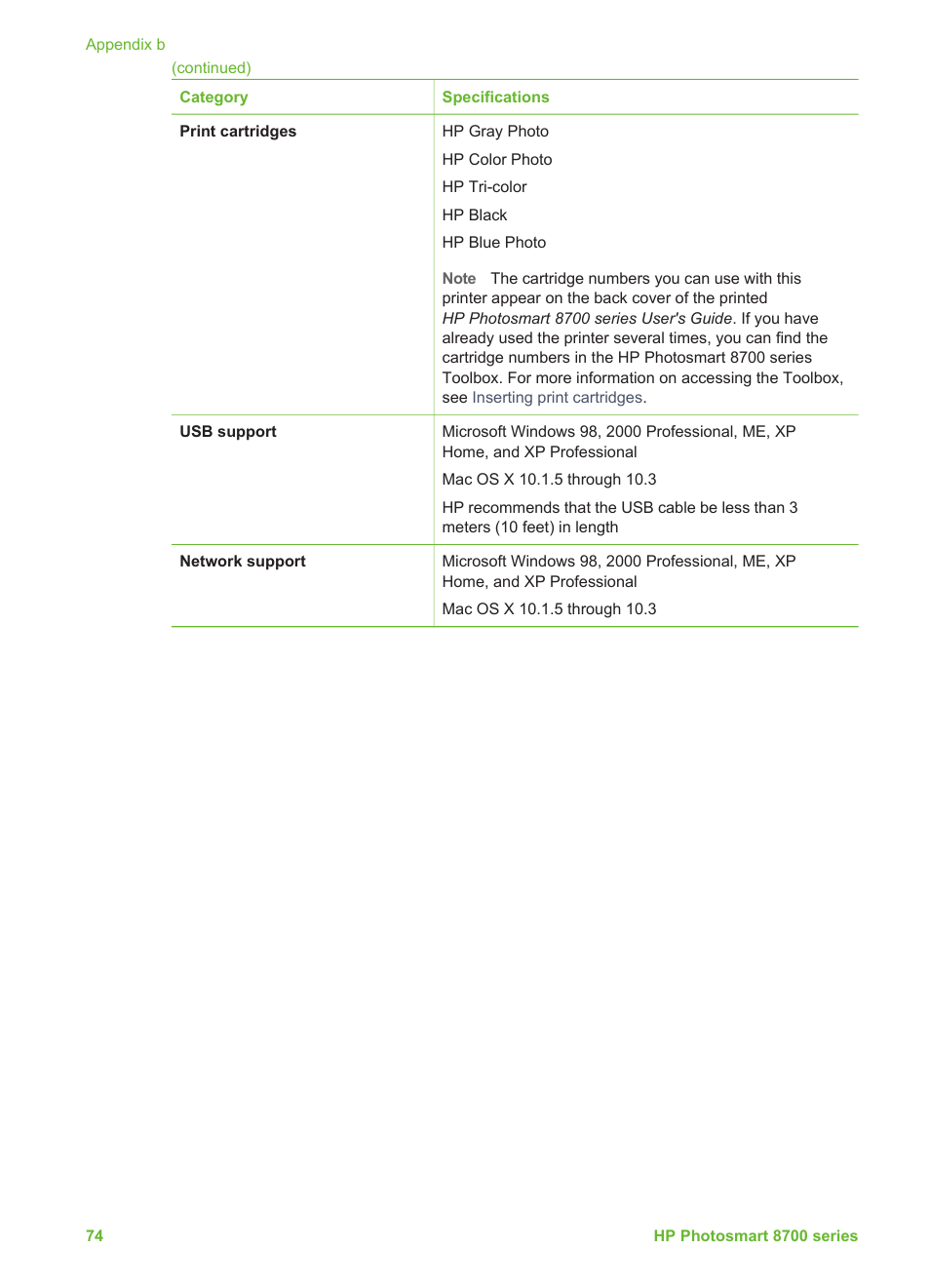 HP Photosmart 8750 Professional Photo Printer User Manual | Page 78 / 83