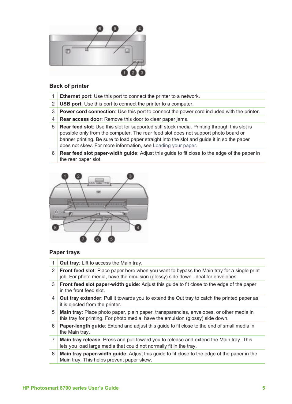 HP Photosmart 8750 Professional Photo Printer User Manual | Page 9 / 83