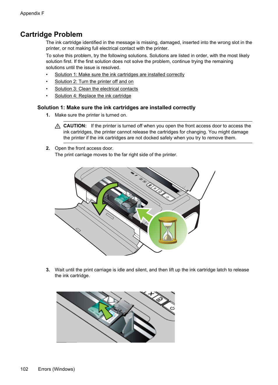 Cartridge problem | HP Officejet 100 Mobile Printer - L411a User Manual | Page 106 / 116