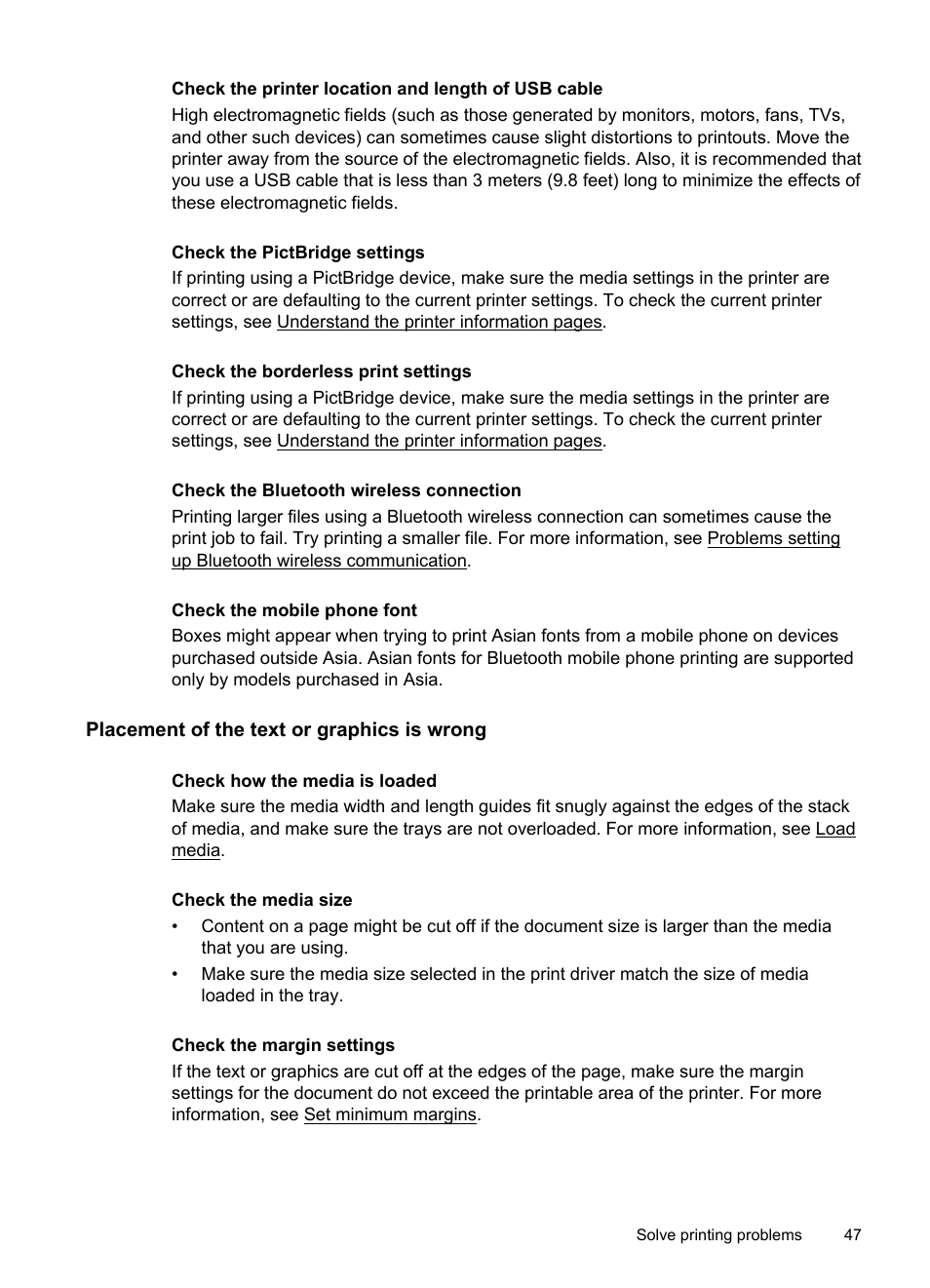 Placement of the text or graphics is wrong | HP Officejet 100 Mobile Printer - L411a User Manual | Page 51 / 116