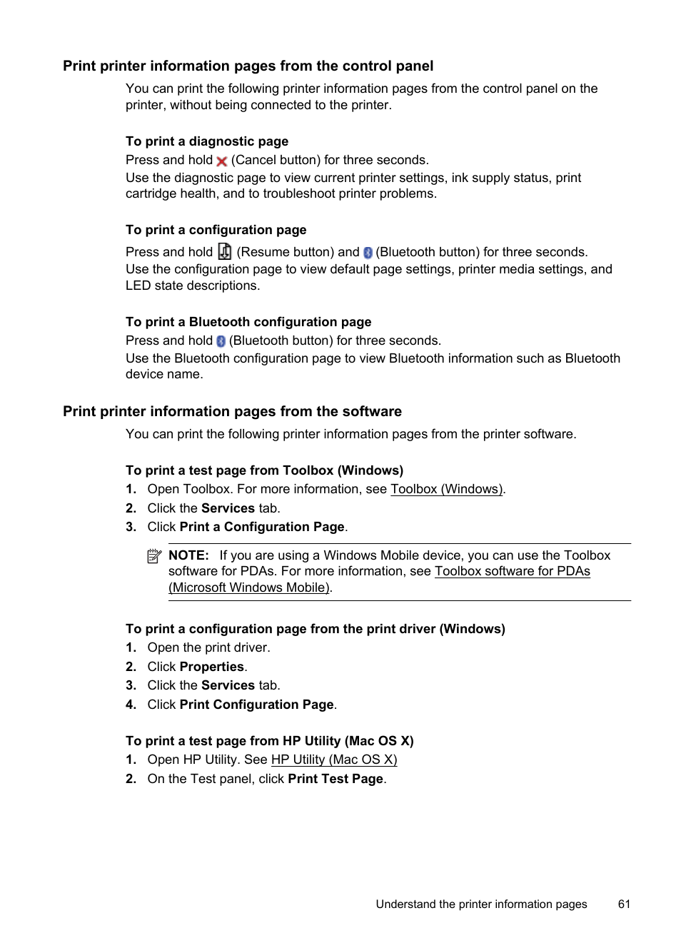 HP Officejet 100 Mobile Printer - L411a User Manual | Page 65 / 116