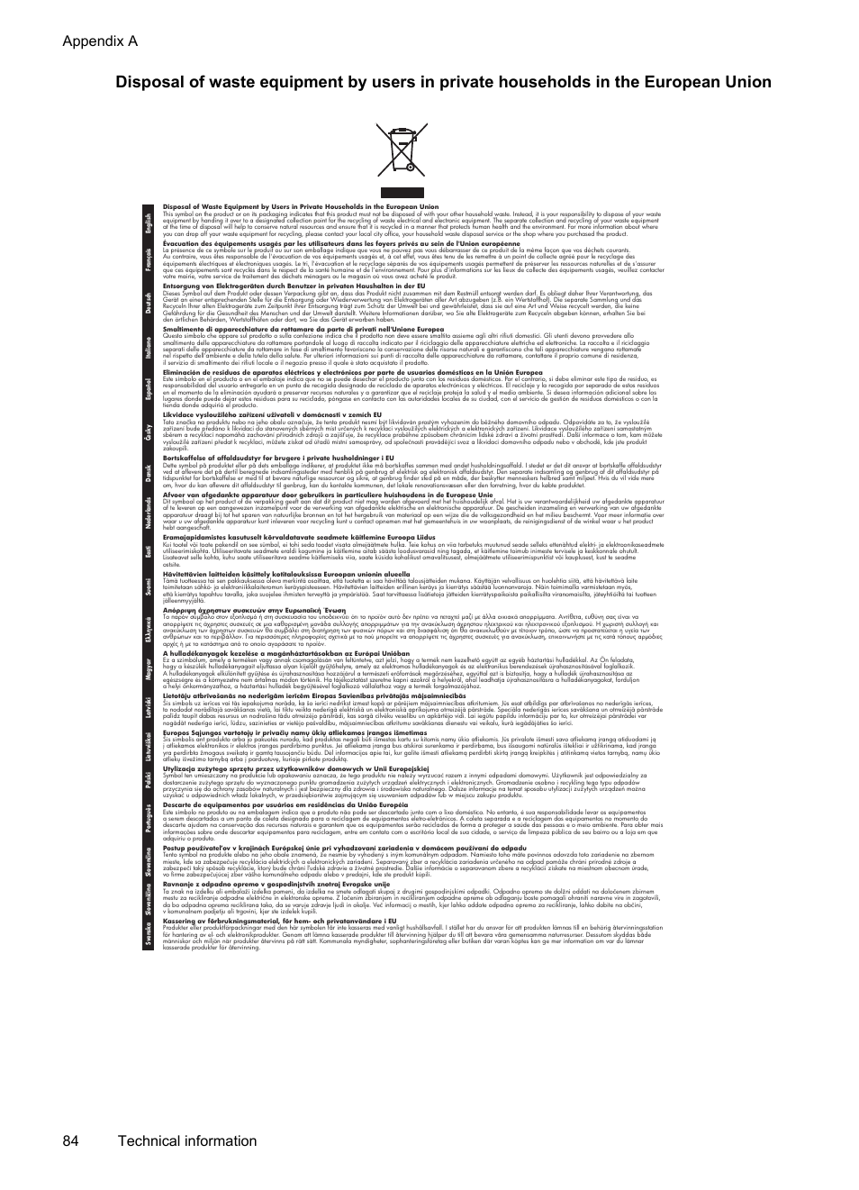 Appendix a 84 technical information | HP Officejet 100 Mobile Printer - L411a User Manual | Page 88 / 116