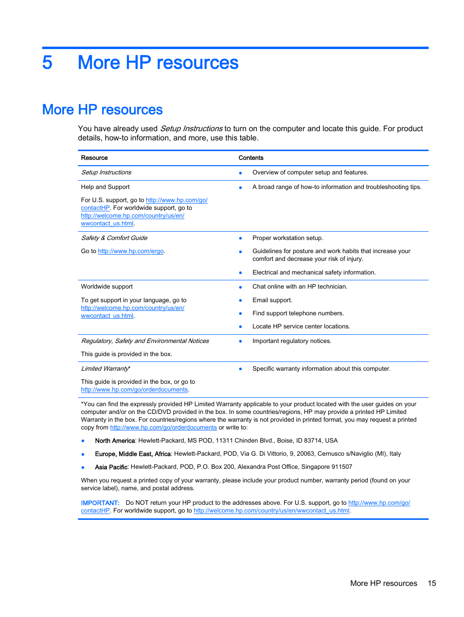 More hp resources, 5 more hp resources, 5more hp resources | HP Chromebook 11 G2 User Manual | Page 21 / 23