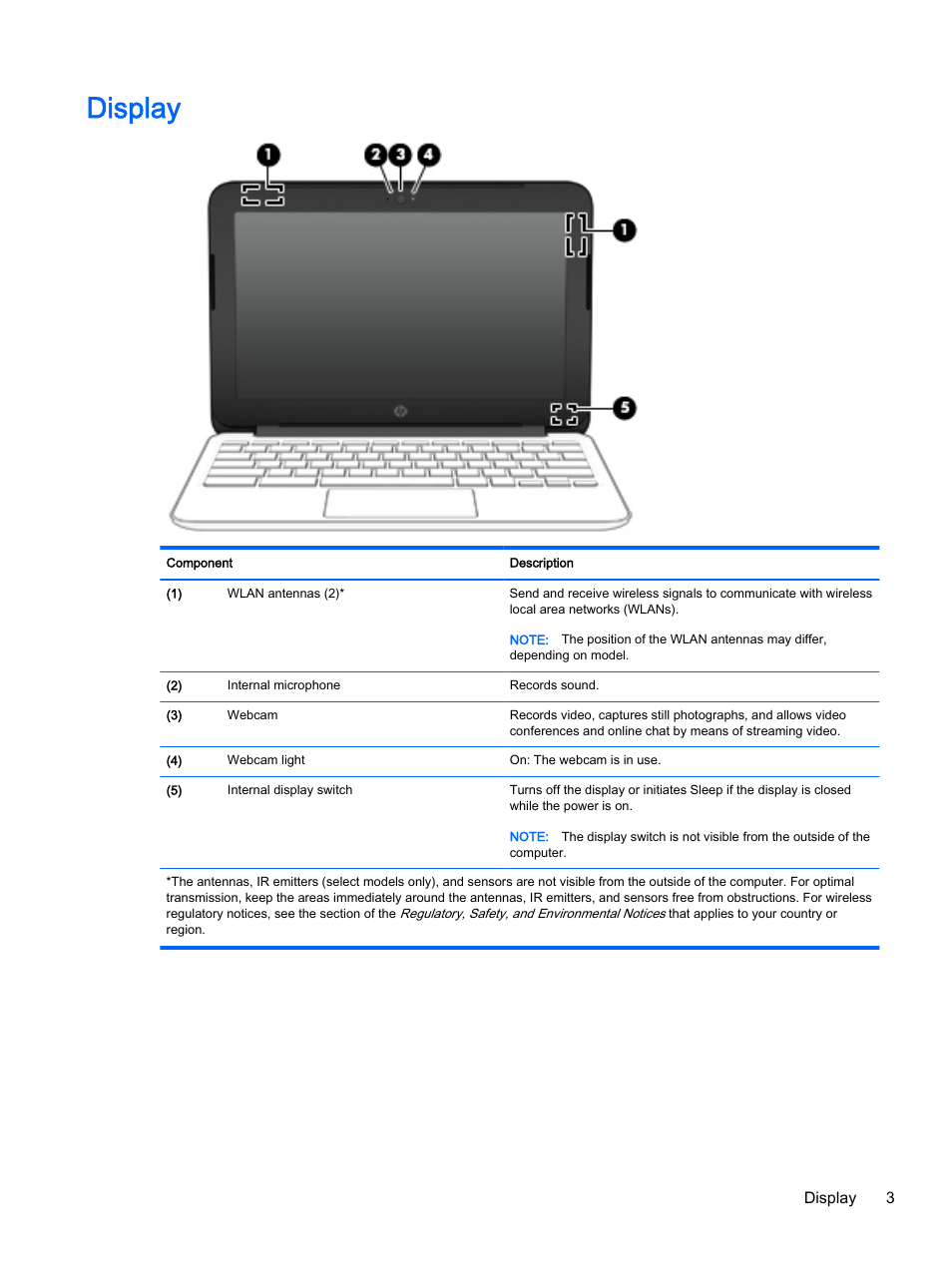 Display | HP Chromebook 11 G2 User Manual | Page 9 / 23