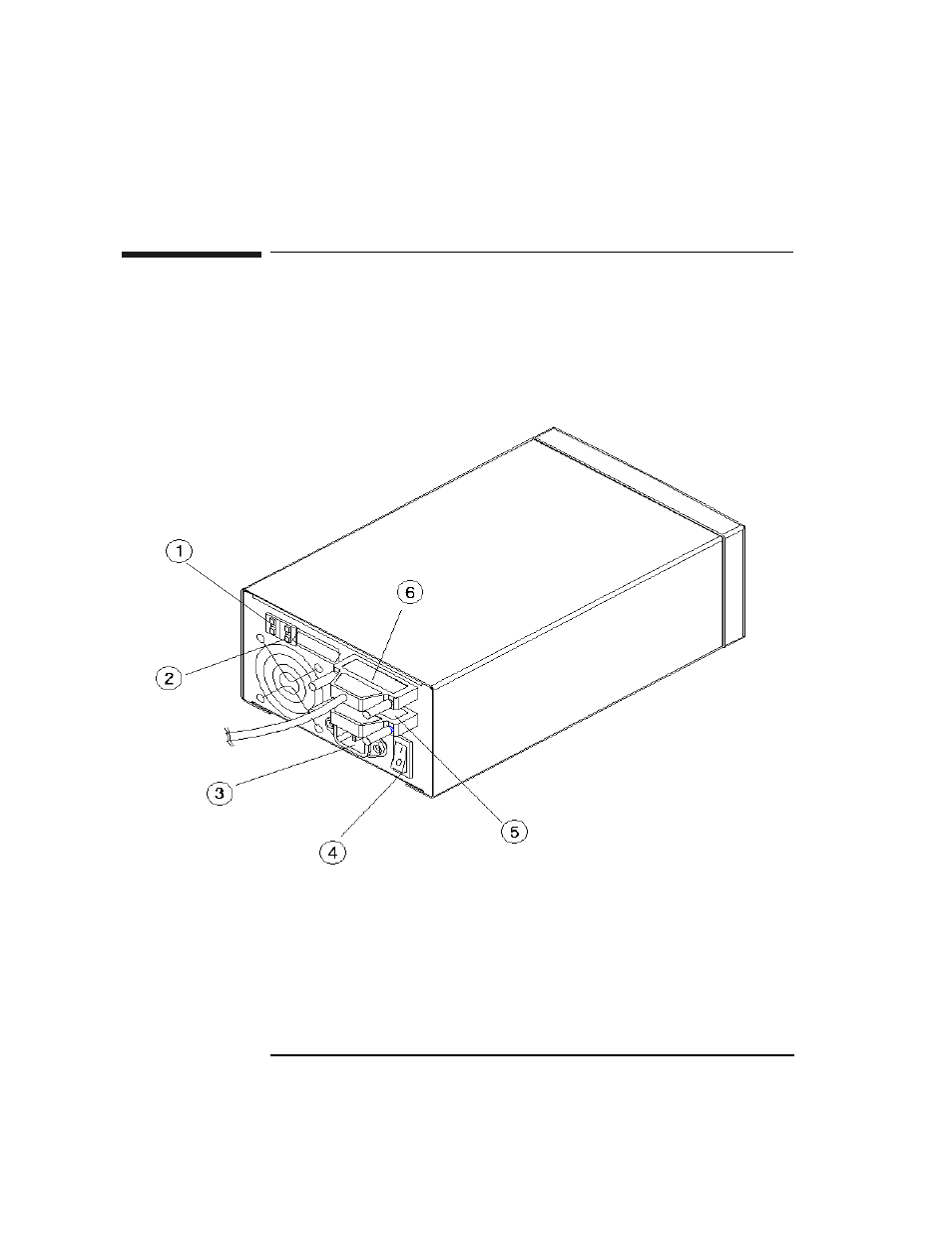 Rear panel: features, Identify the following rear panel features before, Figure 1-1 rear panel features | Rear panel features -4, Figure 1-1 . rear panel features -4, Rear panel features | HP Surestore 5200ex series Optical Disk Drives User Manual | Page 14 / 77